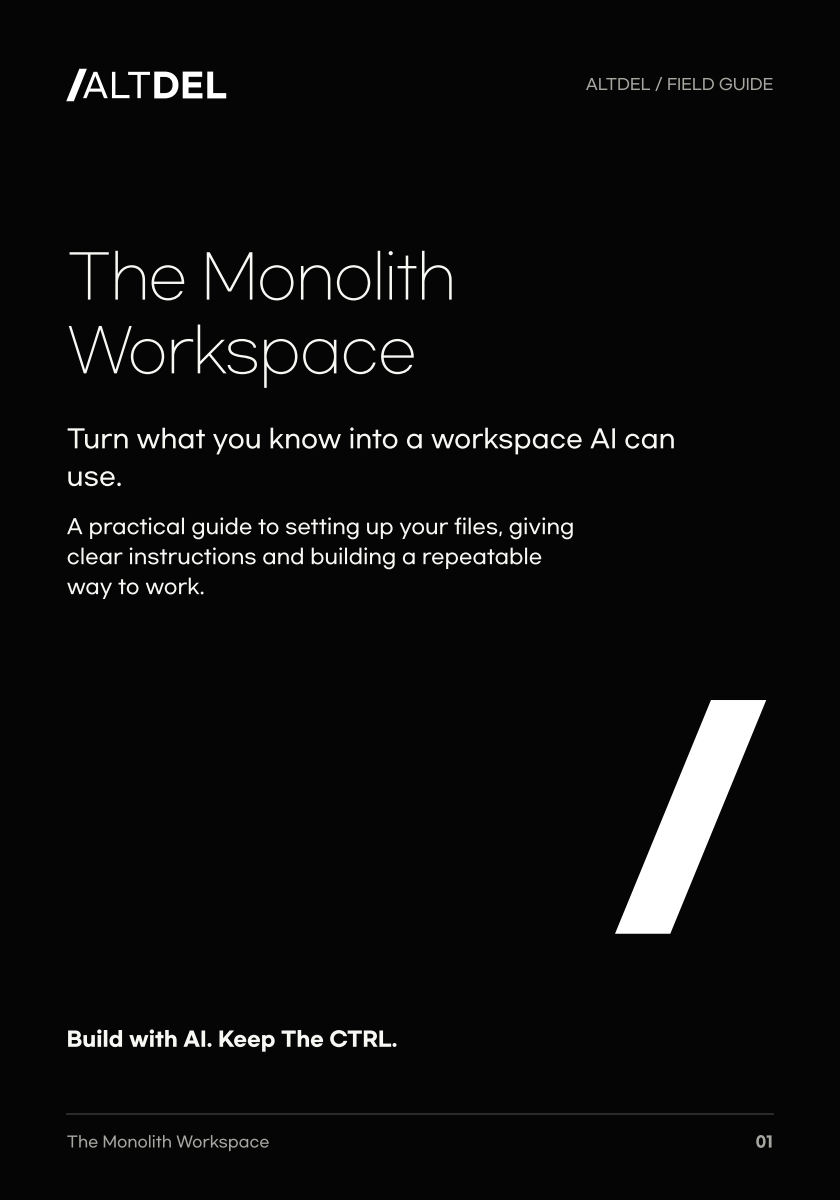 The Monolith Workspace by ALTDEL. Book cover.
